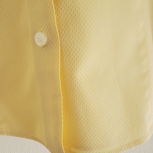 LIZ Claiborne Spring Yellow No Iron 100%  Cotton Shirt Petite 8 - Picture 4 of 13